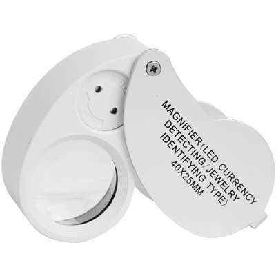 拜斯特40倍放大镜珠宝鉴定带LED紫白光玉石翡翠邮票腰棱40X25mm