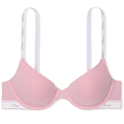 维密PINK薄杯LOGO肩带文胸内衣女