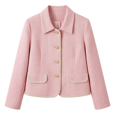 粉色小香风短款西装外套女春秋