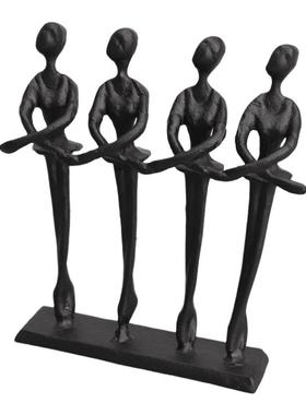 欧式铸铁黑色四人跳舞摆件样板房