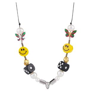 我在他乡挺好的周雨彤同款项链国潮笑脸项链潮蝴蝶珍珠嘻哈吊坠女