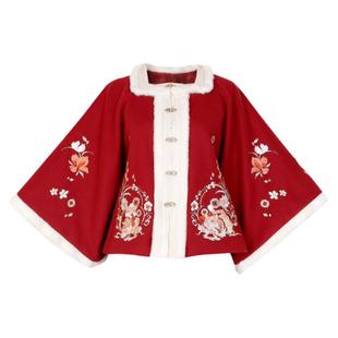 爆款明制方领汉服女加绒上袄集合 加绒加厚广袖毛呢上衣半袖秋冬