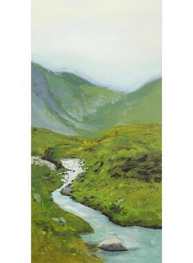 忒派玄关山水风景装饰画手绘油画