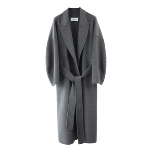 CHIIYEAR池也 30%山羊绒慵懒极简宽松长款双面羊毛大衣女毛呢外套