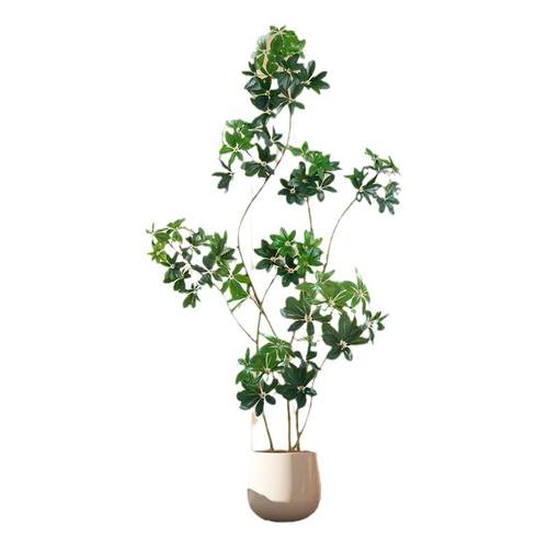 鸭脚木仿真绿植室内客厅高端轻奢大盆栽仿生植物落地装饰摆件假树