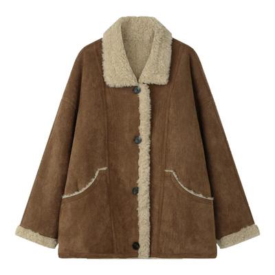 solighter羊毛皮毛一体毛毛外套
