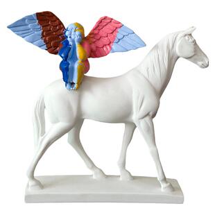 射手座小天使骏马彩绘艺术装饰品人物玄关摆件个性小众设计师雕塑