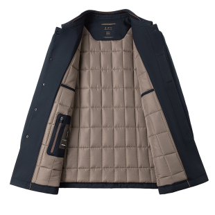 皮尔卡丹棉衣男士外套中老年爸爸装冬季加厚商务行政夹克羊毛棉袄