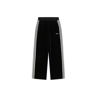 丝绒休闲裤男复古运动直筒阔腿裤