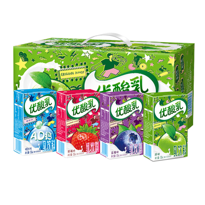伊利优酸乳250ml*12/24盒整箱原味草莓AD钙蓝莓味含乳饮料/8月产