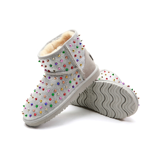 jm快乐玛丽秋冬时尚休闲铆钉保暖加绒羊毛套筒女雪地靴子58087W