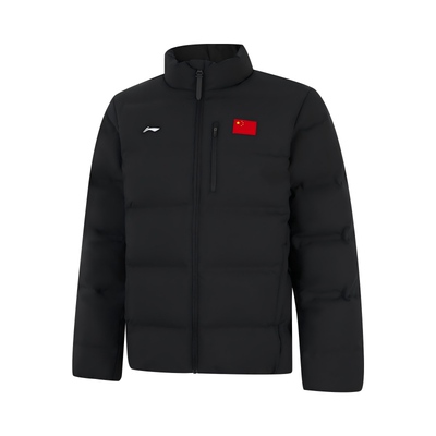 李宁保暖立领短款男短国旗羽绒服