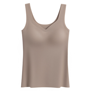 无痕冰丝自带胸垫免穿文胸罩杯一体式超薄款打底内搭背心吊带女夏