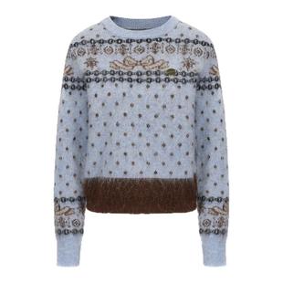 LACERTA 2025秋季新款费尔岛马海毛套头针织毛衣女蝴蝶结波点上衣