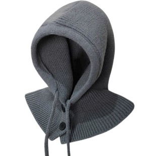 巴拉克拉法帽子女秋冬保暖针织毛线围巾一体连帽围脖冬季显脸小