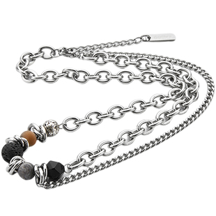 GUUKA潮牌不锈钢项链女新款 重金属嘻哈风古巴链男拼接百搭锁骨链