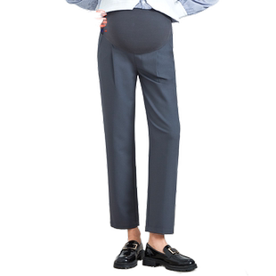 费雪孕妇裤春秋外穿职业工装裤宽松大码窄版直筒裤垂感哈伦西装裤