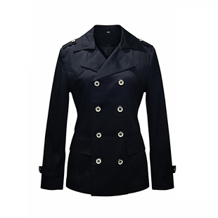 双排扣风衣女春秋季中短款大衣韩系英伦风小个子外套黑色百搭女装