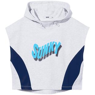 IT SJYP女装飞袖连帽背心新品青春时尚宽松拼色无袖连帽衫2100XK