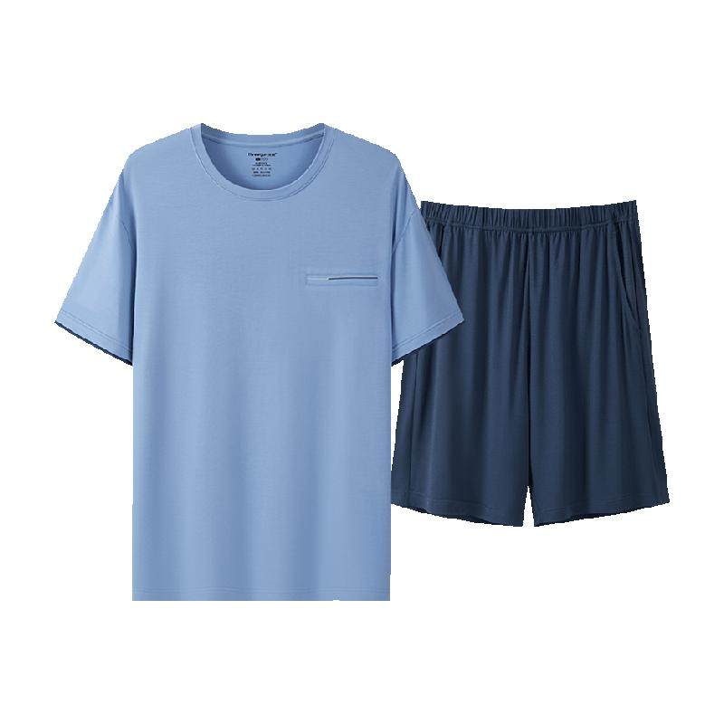 三枪家居服夏季睡衣冰立方男凉感莫代尔抗菌防螨短袖短裤套装