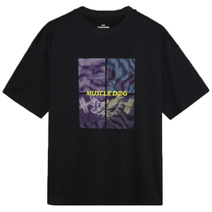 肌肉狗波普短袖T恤男美式圆领宽松透气休闲运动打底衫训练健身衣