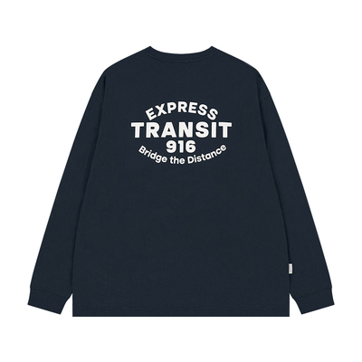 916 express 纯色简约休闲字母印花长袖T恤