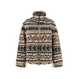 范洛Fano 英伦风费尔岛图案摇粒绒内里复古仿羊羔毛外套女2025冬