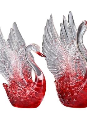 2025新年玄关艺术装饰乔迁新居水晶天鹅摆件一对小众客厅轻奢高档