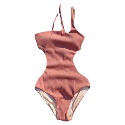 外贸性感女连体泳衣单肩度假温泉