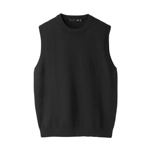 HLA/海澜之家25秋冬款背心男纯色圆领针织衫马甲无袖保暖毛衣男款