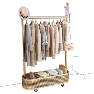 衣架落地卧室挂衣架可移动带轮家用室内网红轻奢晾衣架简易衣帽架