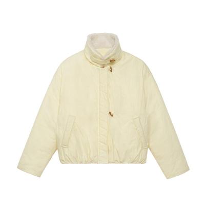 毛领牛角扣短款棉服原野甜美可爱