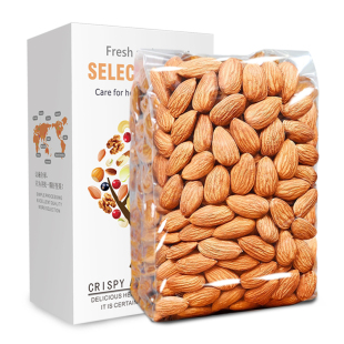 芝参堂原味巴旦木仁500g生大杏仁熟扁桃仁盐焗坚果零食巴坦木烘焙