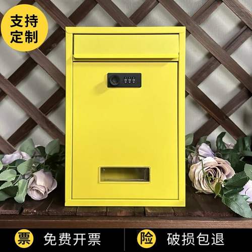 防雨壁挂式密码信箱 室外意见箱铁艺设计 别墅专用报箱客制服务