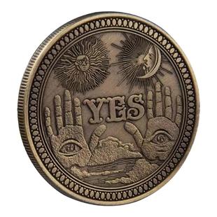 YES/NO手指决策币把玩立体浮雕太阳月亮天使骷髅决策硬币解压玩具