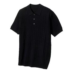 碧舍夏季薄款冰丝针织短袖透气宽松简约高级感麻花纹T恤韩版潮流