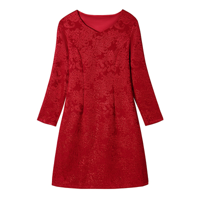 高端品牌婚礼新年红色春秋裙子