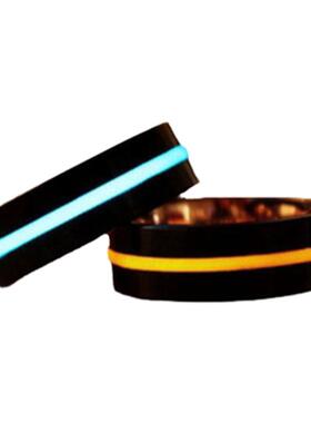 黑色磨砂玫瑰金色指环夜光戒指