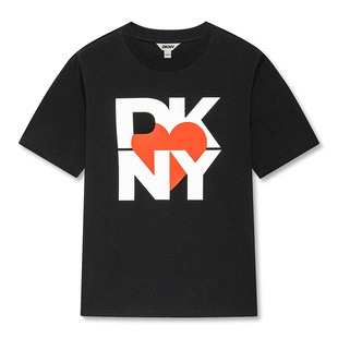 【100%棉】DKNY唐可娜儿夏季短袖T恤女字母印花圆领上衣宽松时尚