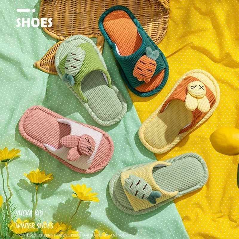 冬季儿童棉拖鞋女童秋冬季室内家居防滑男童亲子宝宝四季棉麻拖鞋