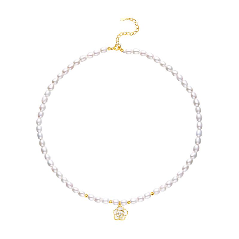 中国黄金珍尚银纯银珍珠项链女款配饰轻奢小众生日礼物送女友S925