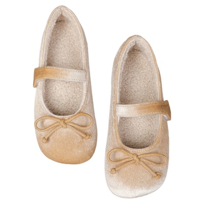 丝绒女童皮鞋加绒保暖公主豆豆鞋