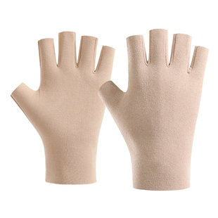 保暖手套半指女发热羊毛蚕丝秋冬露指学生男写字打字新款五指办公