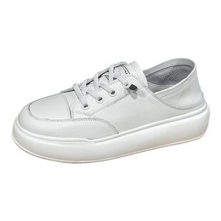 头层牛皮小白鞋女厚底2026春秋新款轻便舒适百搭运动真皮休闲板鞋