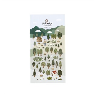 韩国SUATELIER可爱小清新绿色森林树木手账本DIY生活小物装饰贴纸