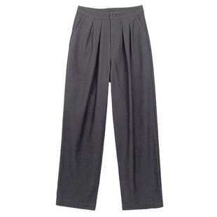 落落狷介灰色毛呢职业西服裤女秋冬宽松阔腿裤2025新款冬季裤子女