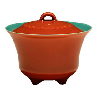 里作 创意故宫红三足盖碗薄胎不烫手泡茶碗高端新中式陶瓷敬茶碗