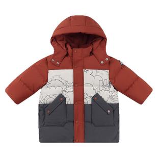 【商场同款】安奈儿童装男童中长款羽绒服冬印花XB445830