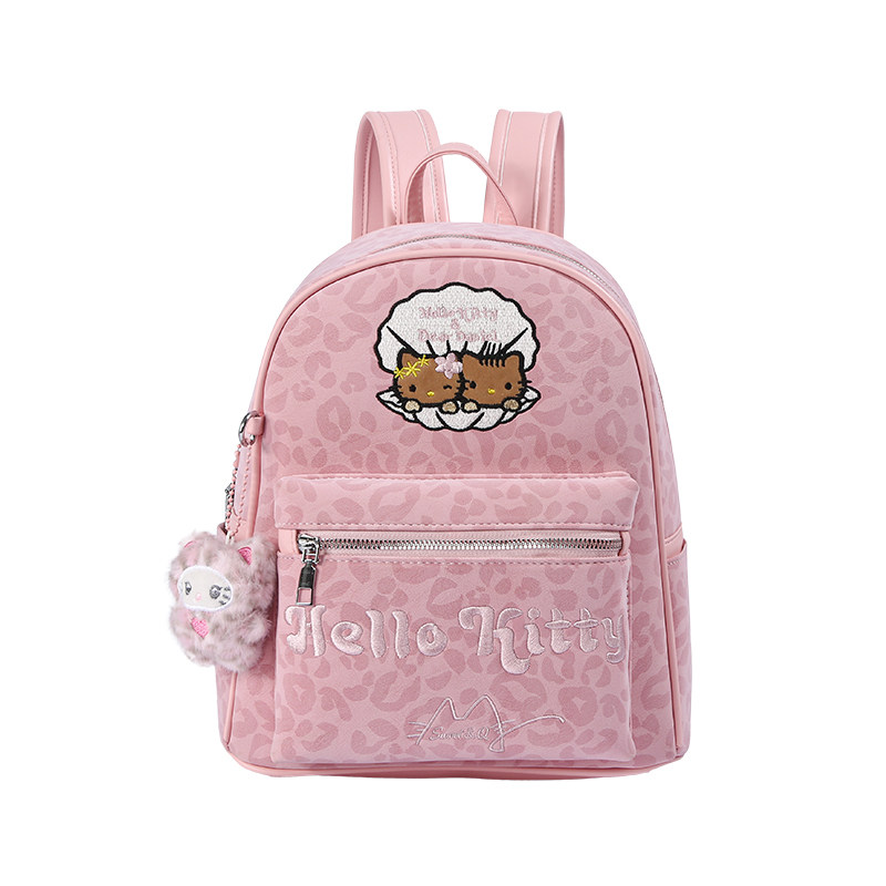 粉色豹纹HelloKitty大容量双肩包
