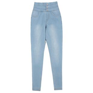 高弹高腰牛仔裤女小脚修身显瘦2025春秋仿软薄款九分四面弹力紧身